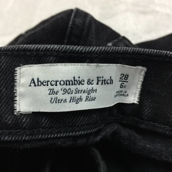 Abercrombie & Fitch Jeans 28/6R Womans 90s Straight Ultra High-Rise Black Denim - Picture 4 of 16